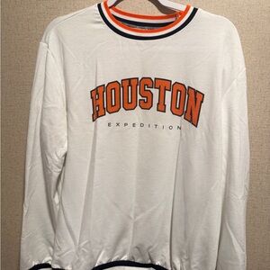 SHEIN White Sweatshirt with Orange and Black Stripes